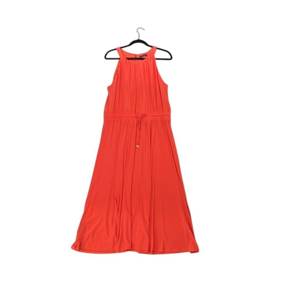 Tommy Hilfiger Orange Sleeveless Halter Maxi Dress Size 14 With Drawstring Waist - Picture 2 of 8